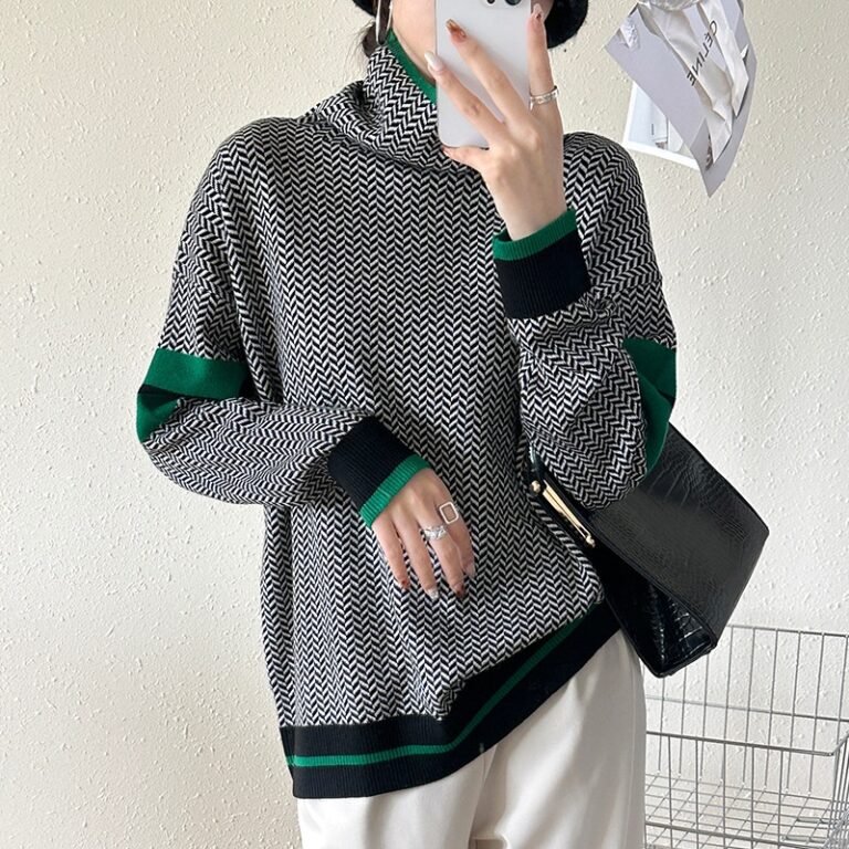 Women's Fair Isle Pile Neck Sweater Manufacturer (1)