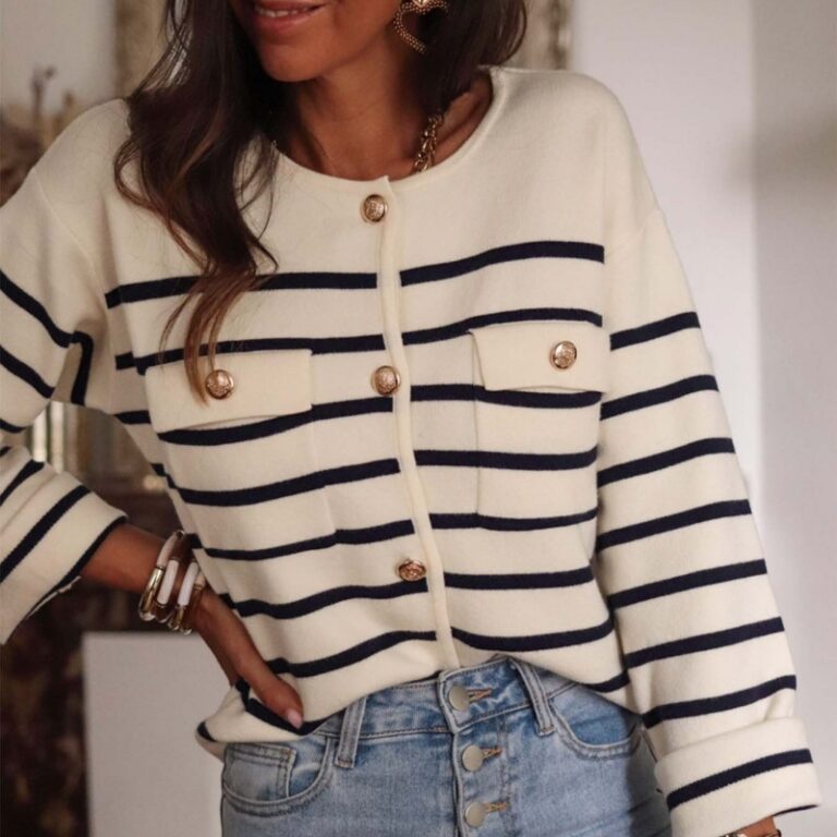 Striped Cardigan Women's Sweater Factory (2)